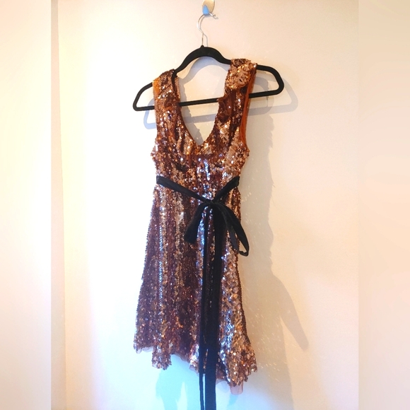 Free People Rose Gold Sequin Tribeca NWT Dress Size 0 - Picture 7 of 14